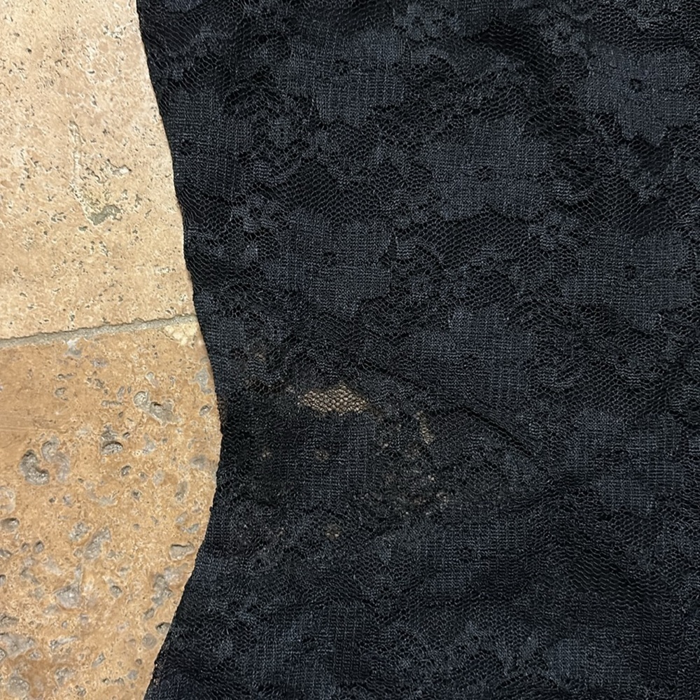 FREE PEOPLE black lace bodycon dress with dramatic bell sleeves and sheer panels - Picture 5 of 10